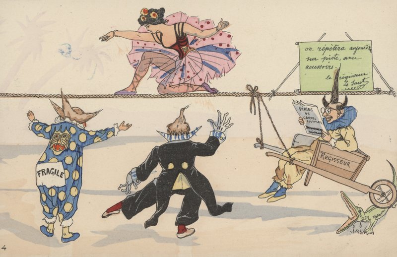 Escena de circo, de un conjunto de postales interconectadas de French School