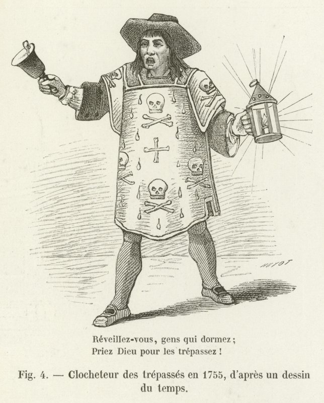 Campanero de los difuntos en 1755, según un dibujo de la época de French School