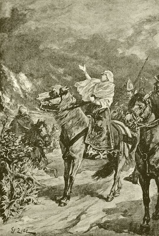 Clotilde incendiando el país de Borgoña de French School