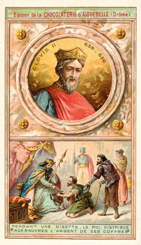 Clodoveo II dando dinero de sus arcas a los pobres durante un tiempo de dificultad, siglo VII de French School