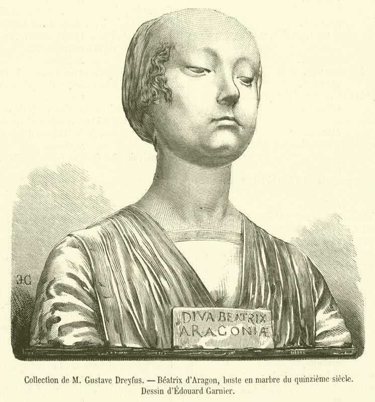 Colección de M Gustave Dreyfus, Beatriz de Aragón, busto en mármol del siglo XV de French School