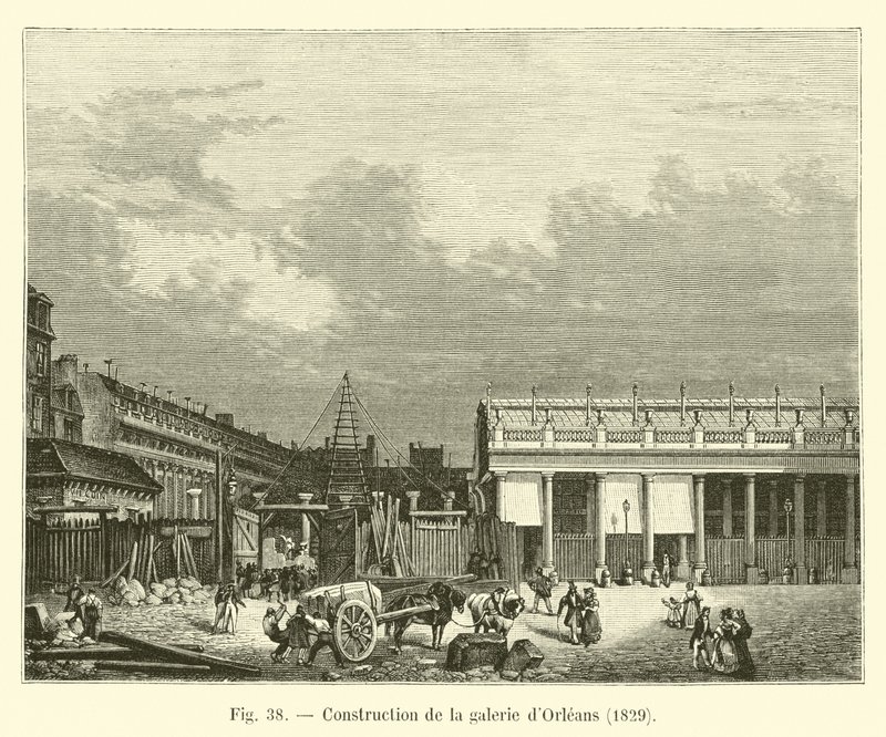 Construcción de la galería de Orleans, 1829 de French School