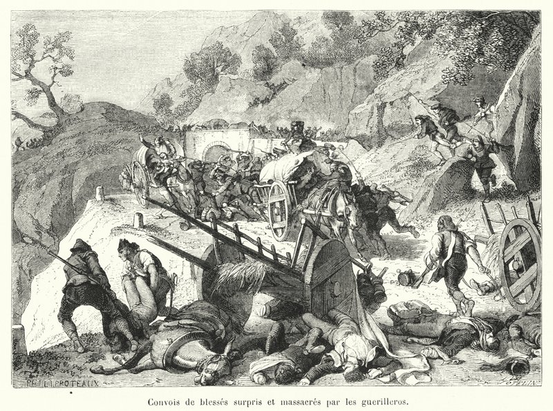 Convoyes de heridos sorprendidos y masacrados por los guerrilleros de French School