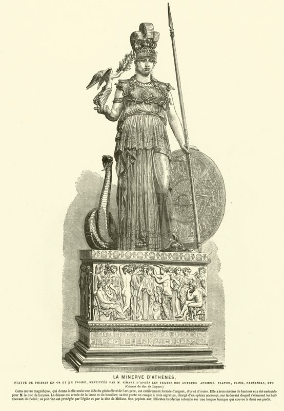 Copia de la Atenea Partenos, estatua monumental del escultor griego antiguo Fidias de French School