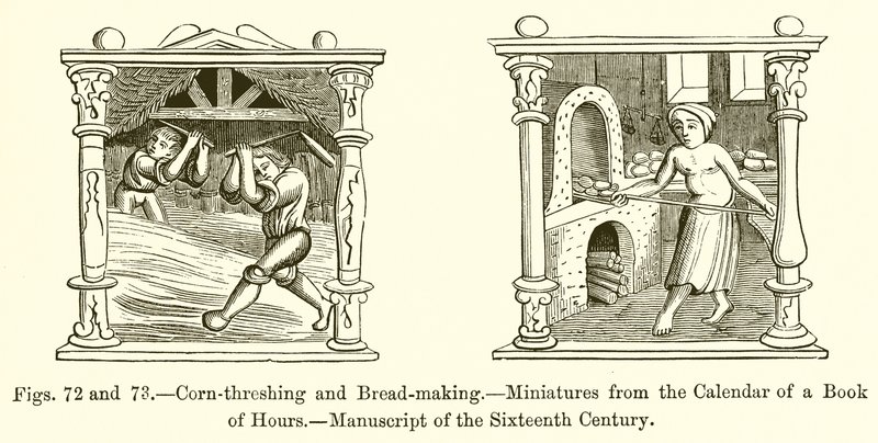 Trilla de maíz y fabricación de pan de French School