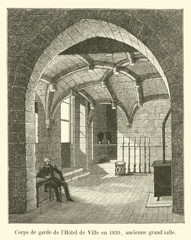 Cuerpo de guardia del Hôtel de Ville en 1830, antigua gran sala de French School