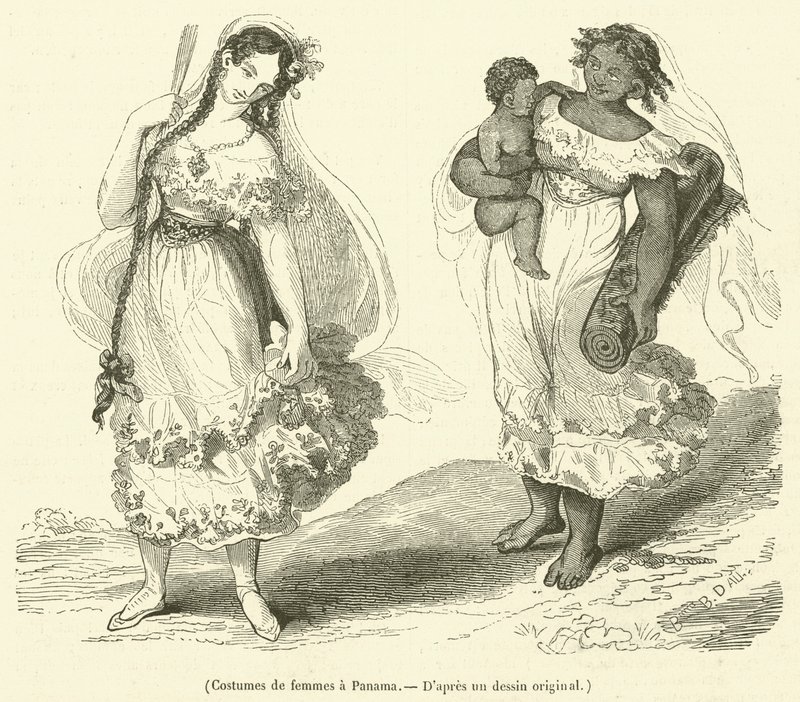 Trajes de mujer en Panamá (grabado) de French School