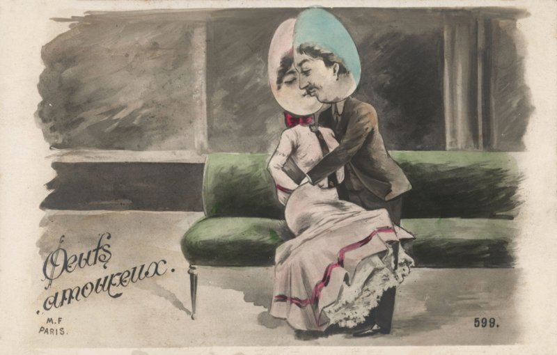 Pareja con cabezas de huevo de French School