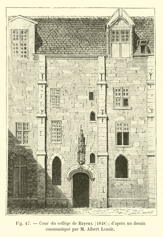 Patio del colegio de Bayeux, 1848; según un dibujo comunicado por M. Albert Lenoir de French School