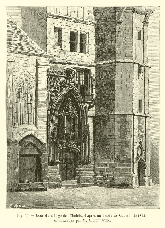 Patio del colegio de Cholets, según un dibujo de Goblain de 1818, comunicado por M. A. Bonnardot de French School