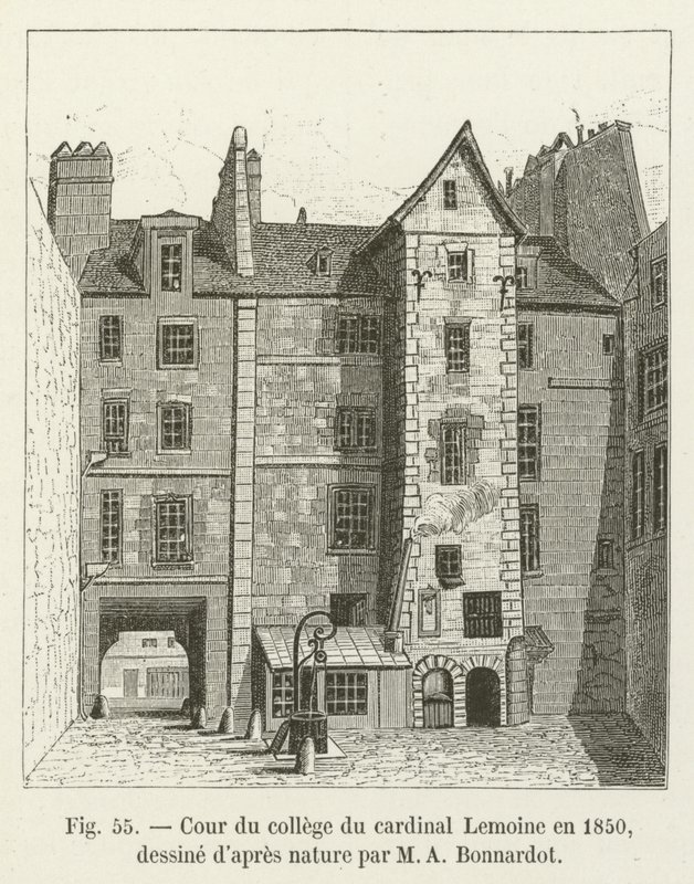 Patio del colegio del cardenal Lemoine en 1850, dibujado del natural por M. A. Bonnardot de French School