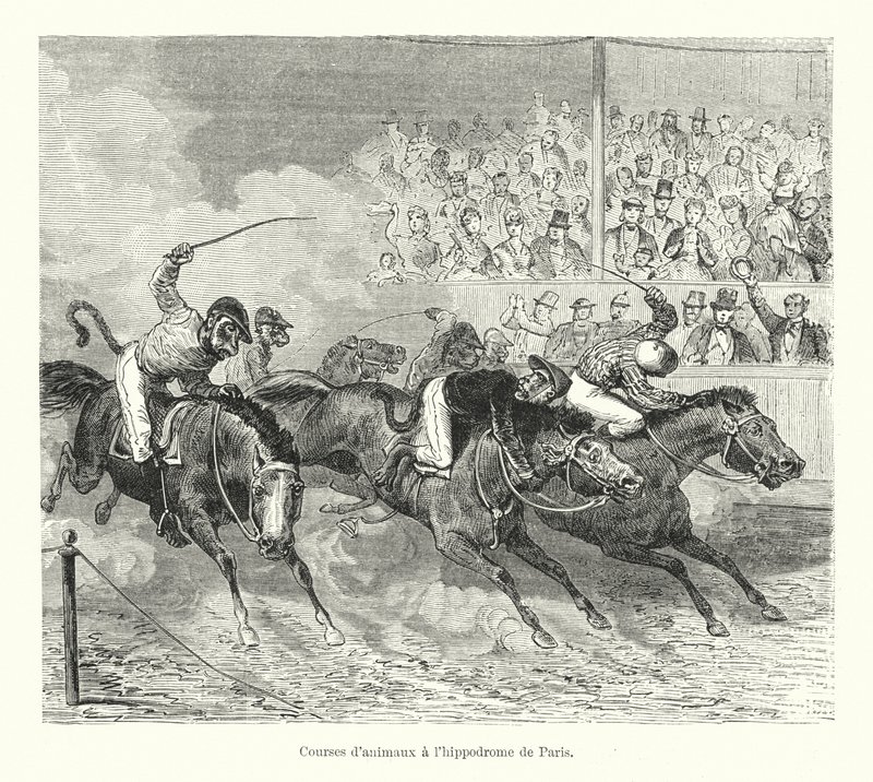 Carreras de animales en el hipódromo de París de French School
