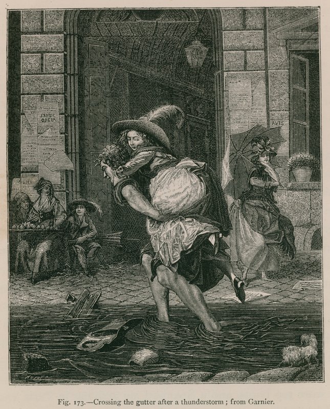 Cruzando el charco después de una tormenta; de Garnier de French School