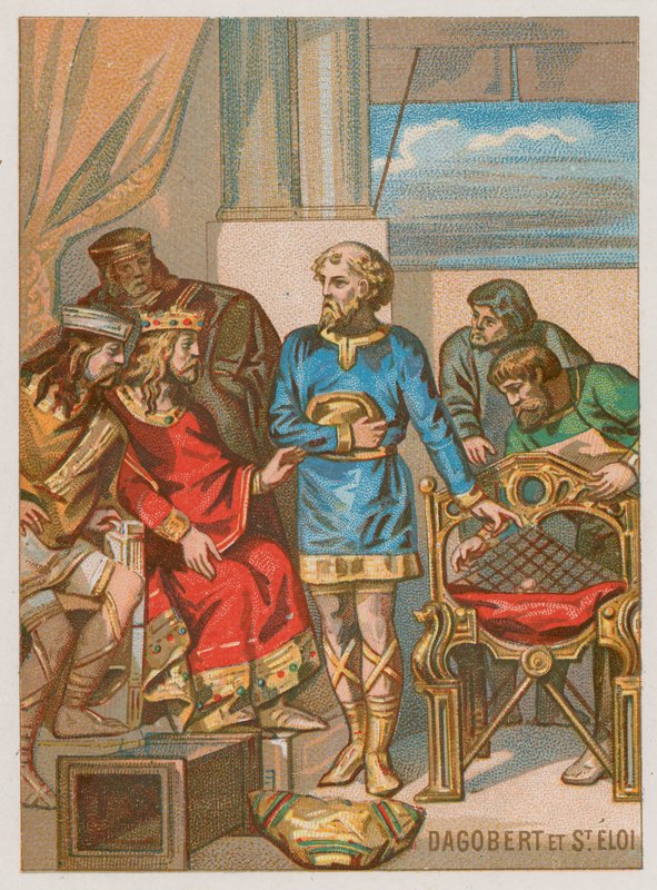 Dagoberto siendo aconsejado por Eligius de French School