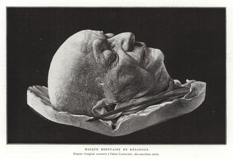 Máscara mortuoria de Pierre-Jean de Béranger, poeta y compositor francés de French School