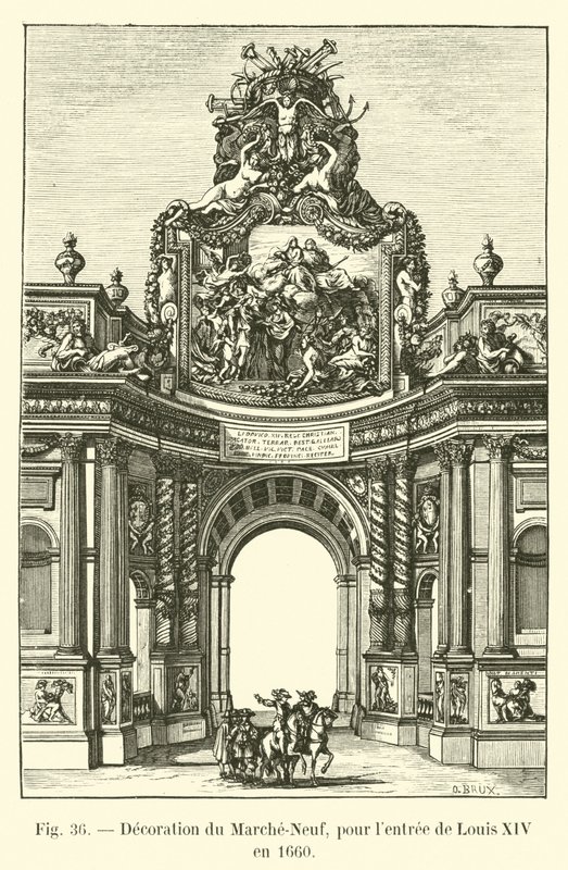 Decoración del Marché-Neuf, para la entrada de Luis XIV en 1660 de French School