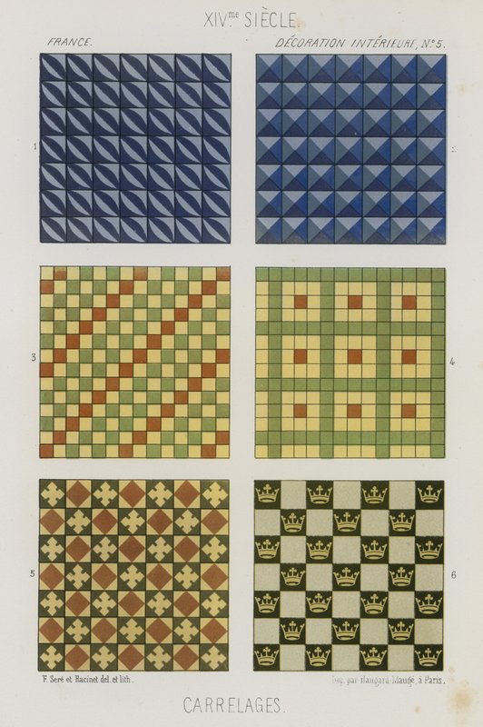 Azulejos decorativos del siglo XIV de French School