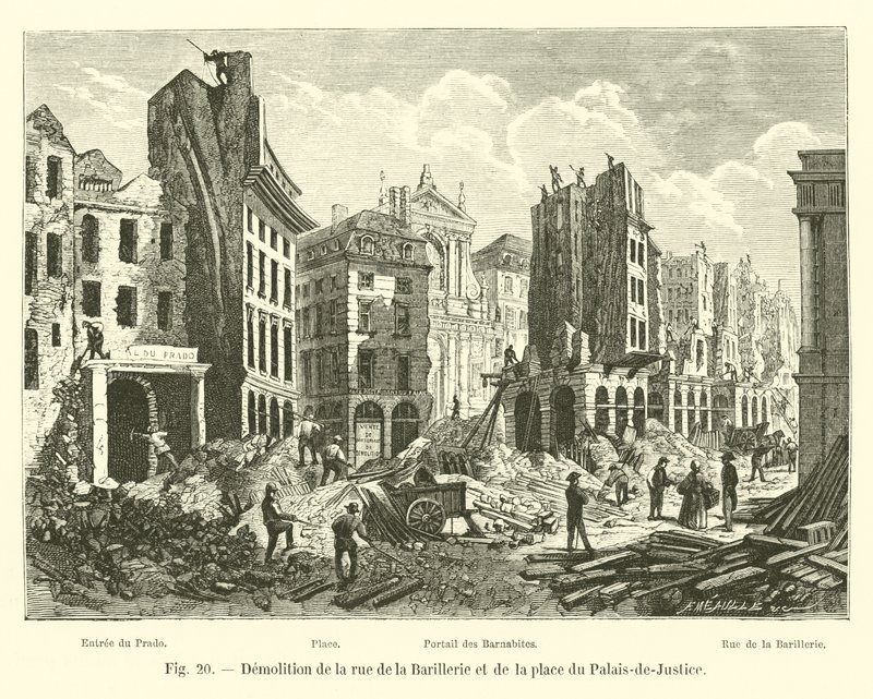 Demolición de la calle de la Barillerie y de la plaza del Palacio de Justicia de French School