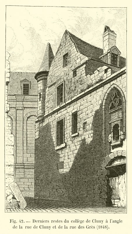Últimos restos del colegio de Cluny en la esquina de la rue de Cluny y la rue des Gres, 1848 de French School