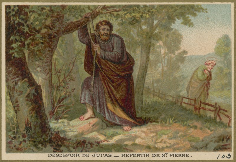 Desesperación de Judas - Arrepentimiento de San Pedro de French School
