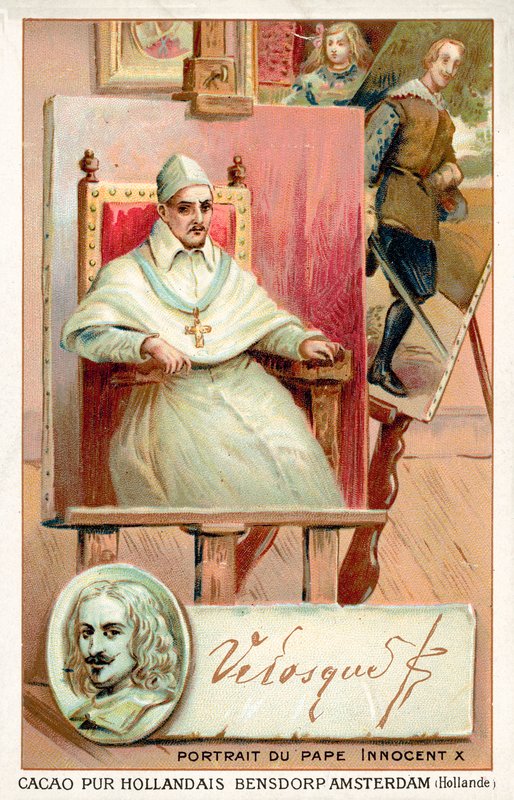 Diego Velázquez, pintor español, y retrato del Papa Inocencio X de French School
