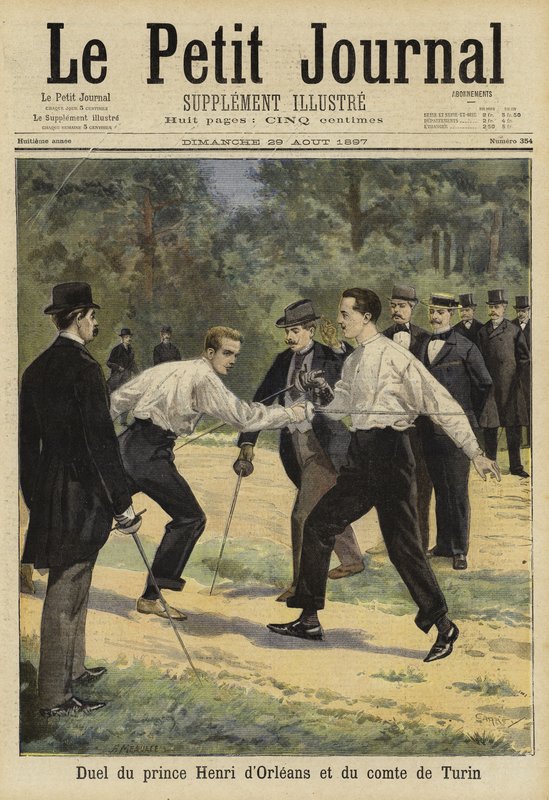 Duelo entre el Príncipe Henri de Orleans y el Conde de Turín, Vaucresson, Francia, 1897 de French School