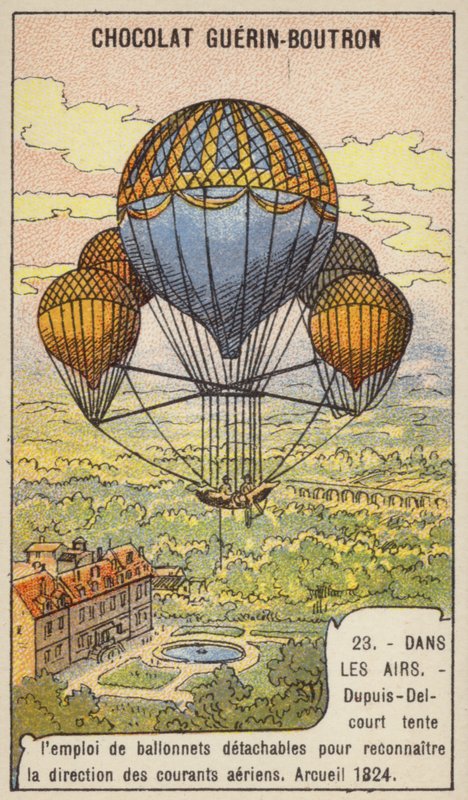 Dupuis-Delcourt intentando medir la dirección de las corrientes de aire usando globos desmontables, Arcueil, Francia de French School