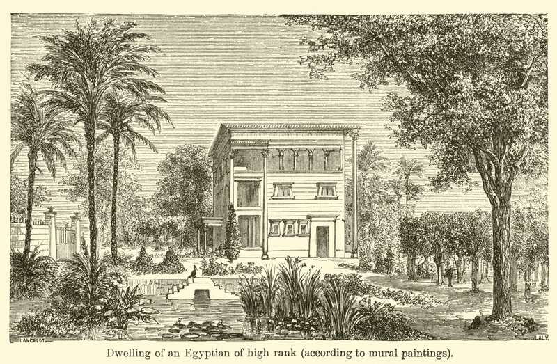 Residencia de un egipcio de alto rango, según pinturas murales de French School
