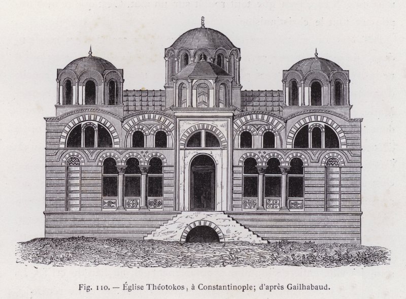 Iglesia Theotokos, en Constantinopla; según Gailhabaud de French School