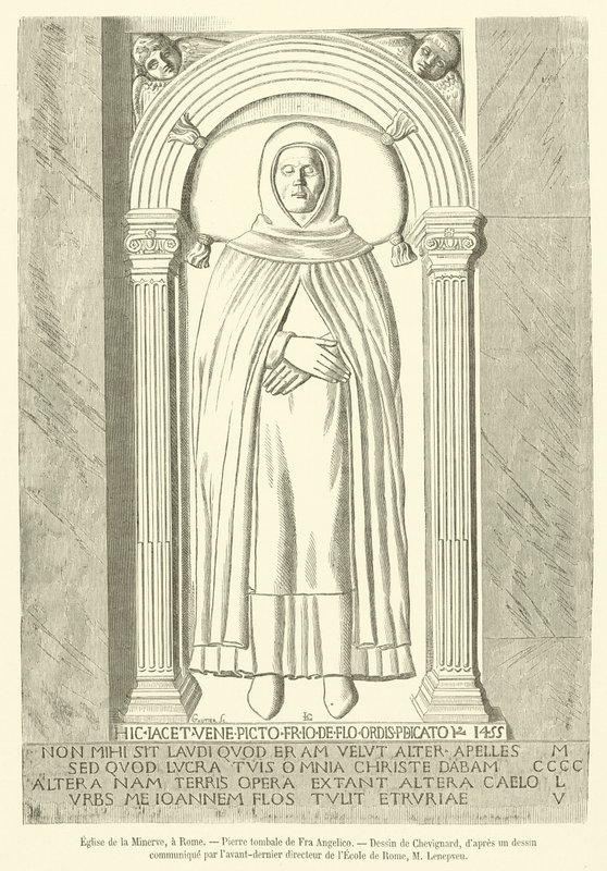 Iglesia de Santa María sopra Minerva, en Roma, lápida de Fra Angelico de French School