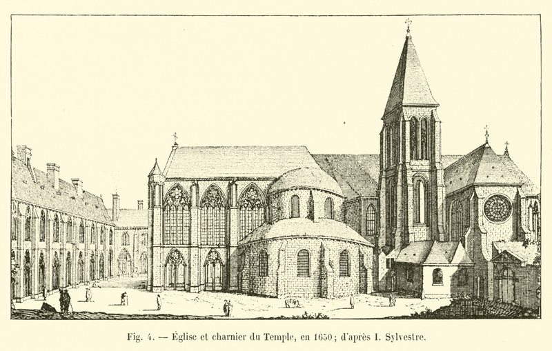 Iglesia y osario del Temple, en 1650; según I. Sylvestre de French School