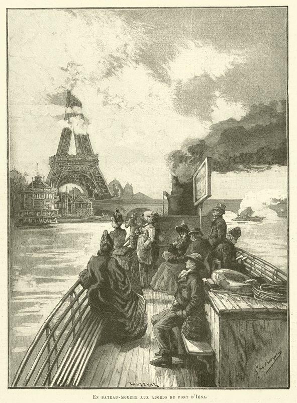 En bateau-mouche cerca del puente de Iena de French School