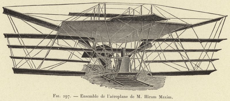 Conjunto del aeroplano de M Hiram Maxim de French School