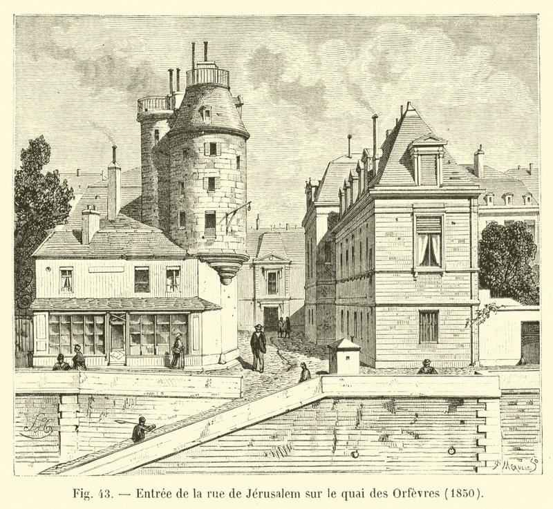 Entrada de la calle de Jerusalén en el muelle de los Orfebres, 1850 de French School