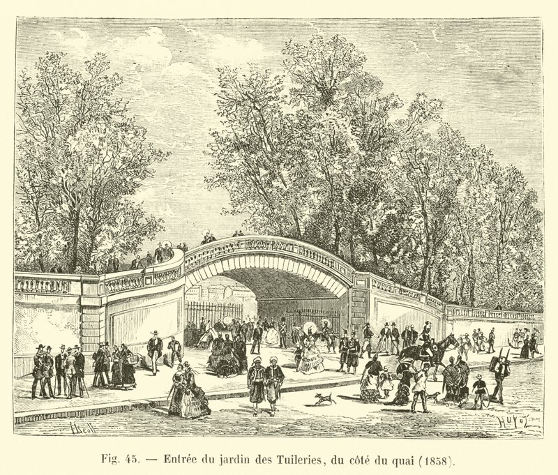 Entrada del jardín de las Tullerías, del lado del muelle, 1858 de French School