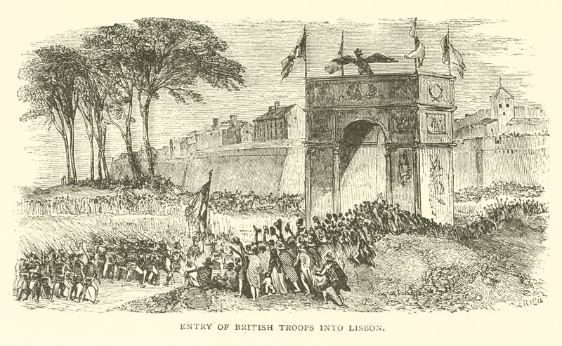 Entrada de las tropas británicas en Lisboa (grabado) de French School