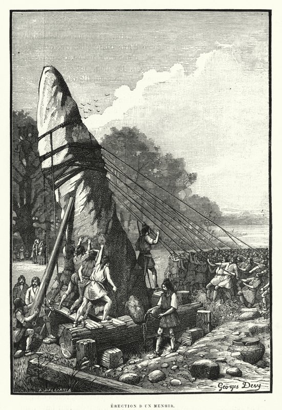 Erección de un menhir de French School