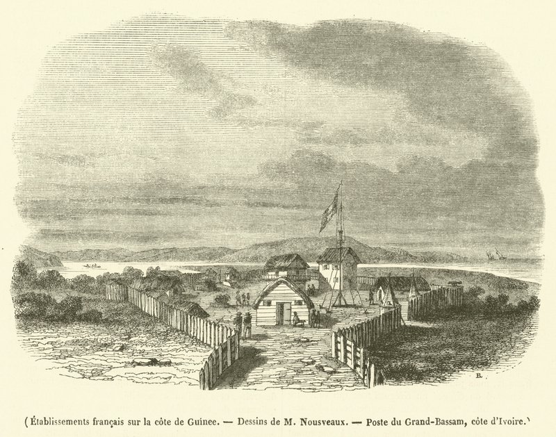 Establecimientos franceses en la costa guineana (grabado) de French School