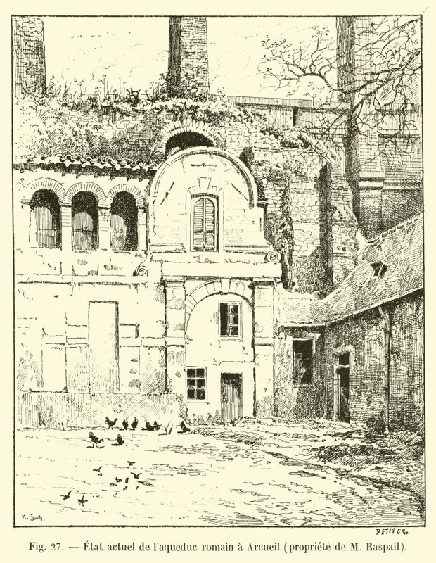 Estado actual del acueducto romano en Arcueil, propiedad de M Raspail de French School