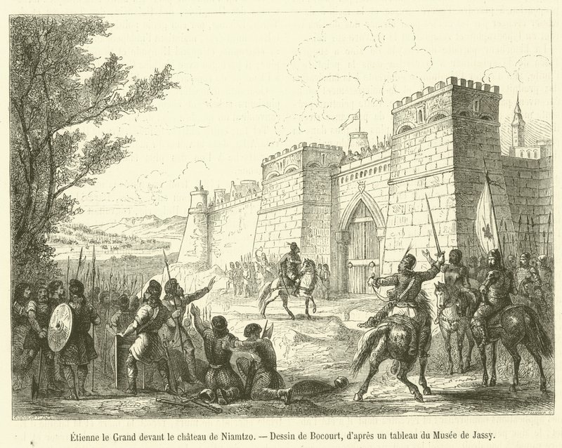 Esteban el Grande frente al castillo de Niamtzo de French School