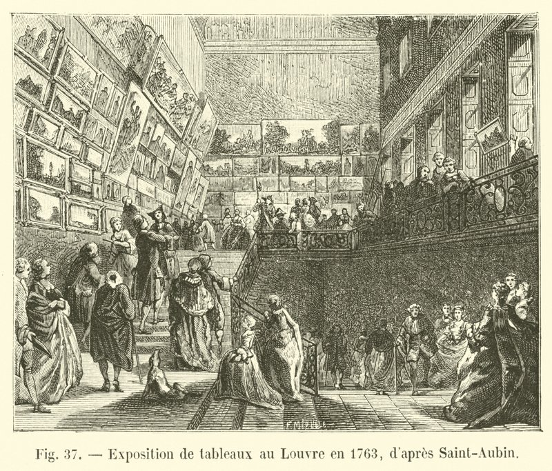 Exposición de cuadros en el Louvre en 1763, según Saint-Aubin de French School