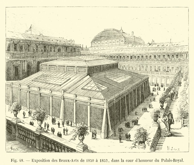 Exposición de Bellas Artes de 1850 a 1852, en el patio de honor del Palais-Royal de French School