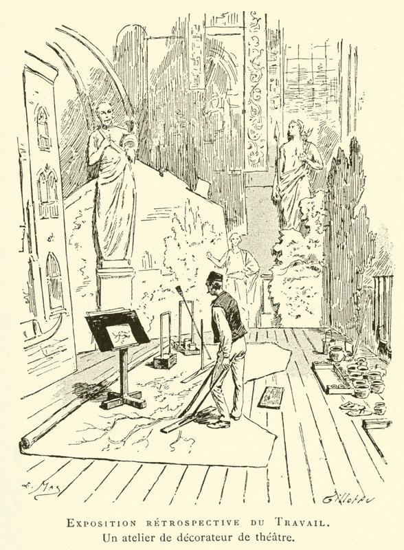 Exposición retrospectiva del Trabajo, un taller de decorador de teatro de French School