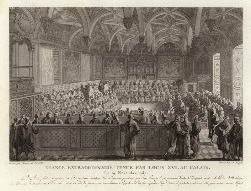 Sesión extraordinaria celebrada por Luis XVI en el Palacio de Versalles de French School
