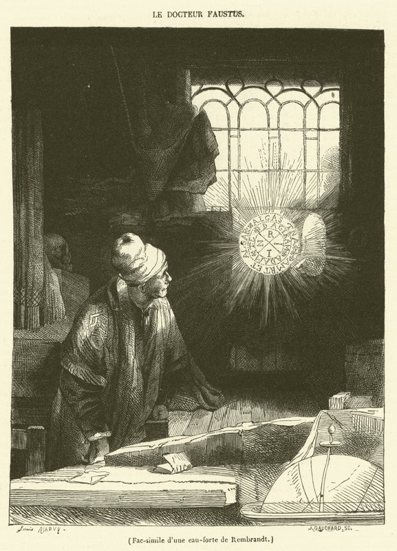 Facsímil de un grabado de Rembrandt de French School