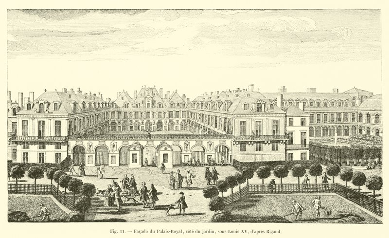 Fachada del Palais-Royal, lado del jardín, bajo Luis XV de French School