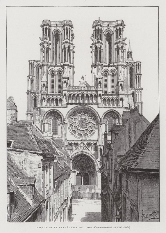 Fachada de la Catedral de Laon, principios del siglo XIII de French School