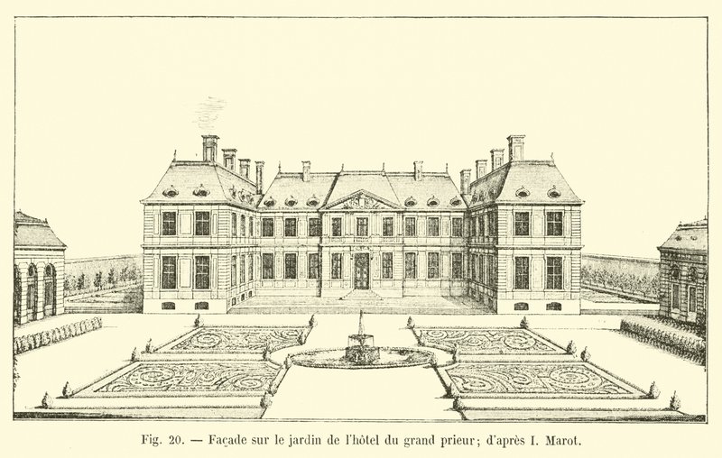 Fachada sobre el jardín del hotel del gran prior; según I. Marot de French School