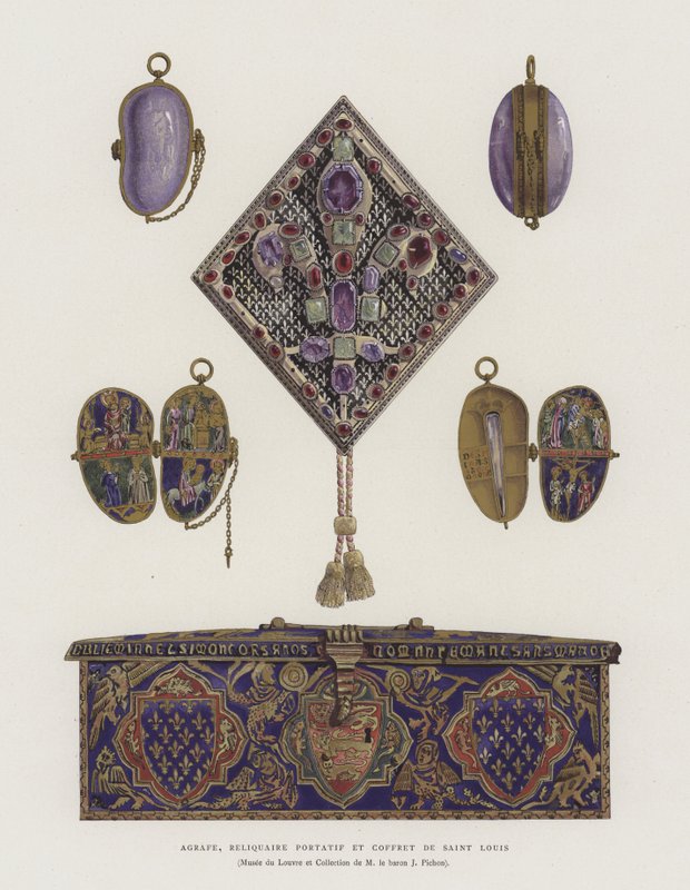 Broche, relicario portátil y cofre de San Luis (Luis IX de Francia) de French School