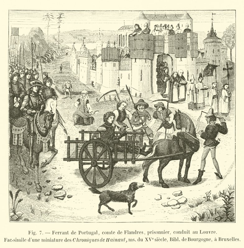 Ferrant de Portugal, conde de Flandes, prisionero, conducido al Louvre de French School